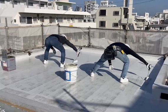 宜野湾市で防水塗装工事をしました